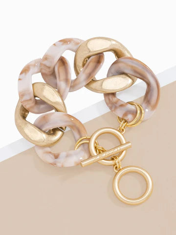Chunky Marbled beige bracelet